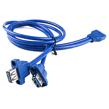 USB 3.0 Dual Port Ženski Vijak Gori Plošča Tip matične plošče, 20 Pin 20P Kabel