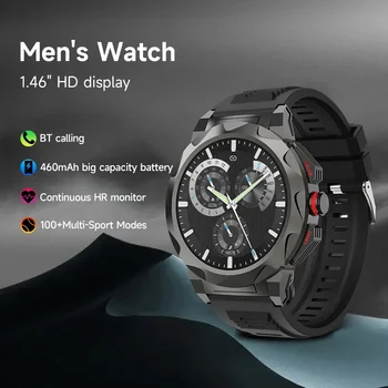 Novo T50 Moške Klic Watch 1.46 FHD Veliko Baterija Srčni utrip Kisika v Krvi Spanja IP68 Šport Pametno Gledati
