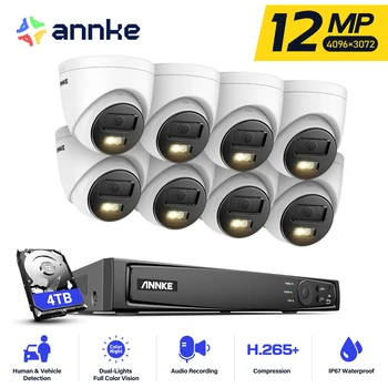 Annke 8CH NVR 12MP HD IP Varnostna Kamera Poe 6K Dvojno Svetlobo Avdio Omejeno Video Nadzor, Človekove Vozila Odkrivanje CCTV Sistema