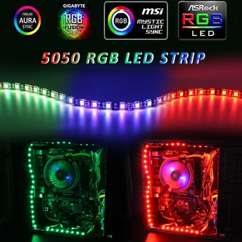 ARGB LED Trak Svetlobe 12V DC SMD 5050 4Pin RGB Glava PC Računalnik Primeru Mainboard Nadzorni Plošči Aura Sinhronizacija Nepremočljiva Lučka LED Trak