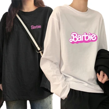 2023 Nov Modni Barbie Dolg Rokav T-Shirt Anime Kawaii Jeseni Vse-Tekmo Priložnostne Dekle Majica Fashion Oversize Y2K Tee Vrhovi Darilo