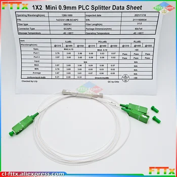 Brezplačna dostava 10 KOS/Veliko 1X2 PLC SC/APC SM 0,9 mm G657A1 PVC 0,25 m Vlaken FTTH Optični Delilnik