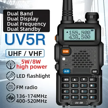 UV5R 5W Walkie Talkie Ročne Radijske Telefono Visoke Moči Amaterskih Ham CB Radijska Postaja UV5R Dual Band Sprejemnik, 10KM Interkom
