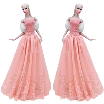1:6 Punčko Oblačila, ki Elegantno Oranžno Off Ramenski Stranka Obleke Princess Obleke Za Barbie Lutka Obleko Obleke 1/6 BJD Dodatki