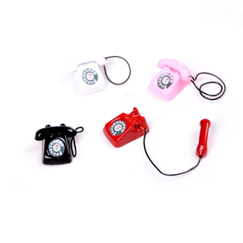 Kovinski Telefon Telefon Lutke Miniaturni Pretvarjamo, Igrajo Lutka Hiša, Pohištvo, Igrače, Okraski za Darilo za Otroka Klasične Igrače 4 Barve