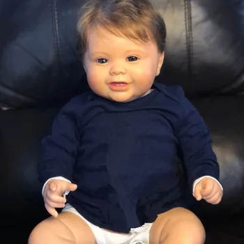 24 Palčni Kodi Prerojeni Malčka Fant Lutka Baby Resnično Živ Mehki Silikonski Lutka 3D Barvanje z Vidnimi Žilami, Korenine Las