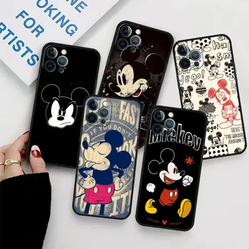 Ohišje Za Apple iPhone 11 14 13 Pro Max 12 X Mini XS XR 7 8 Plus 6 6S SE 5 5S Funda Black Telefon Kritje Risanke Disney Srčkan Mickey