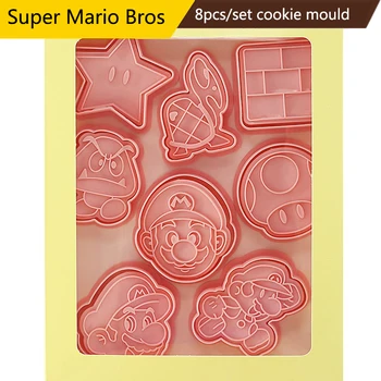 8pcs Super Mario Bros Cookie Cutter Set Plastičnih Pressable Pribor za Peko Piškotkov Plesni Piškotek Okrasitev Peko Plesni