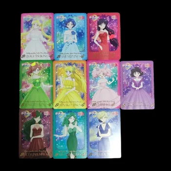 Sailor Moon DIY Usagi Tsukino Hino Rei Večni Cvet Serije Gaza Bleščice in Barve Flash Kartice je 10 Listov Igri Zbirki Kartic