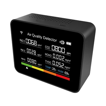 13 V 1 Tuya WIFI Kakovosti Zraka Monitor CO2/TVOC/HCHO/PM2.5/PM1.0/PM10/Temperatura/Vlaga/Čas/Datum/Alarm/Timer