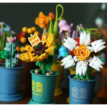 Ustvarjalne Zbiranje Igrač za Otroke, Simulacije Cvetje, Lončnice Okraski Skodelico Kave 3D Model DIY Diamond Gradnik Opeke