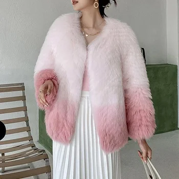 Nov Slog Žensk Toplo Elegantno Umetno Lisica Krzno Plašč korejske Modne Zimske Puhasto Specializiranimi za umetno Krzno Plašč Visoke Kakovosti Fur Coats za Ženske