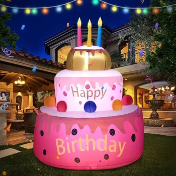 Napihljivi Rojstni dan Torta Prostem Dekoracije z Sveče, LED Osvetljeno Razstrelili Happy Birthday Party Igrače Dom Vrt Odlikovanja