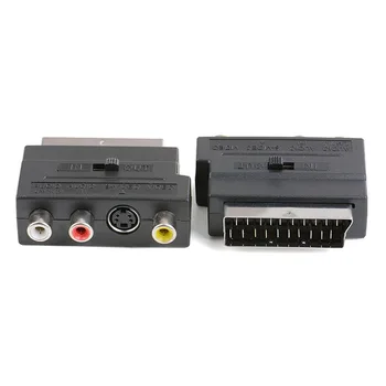 21Pin Scart Adapter AV Blok 3 RCA Phono Kompozitni S-Video in/out Stikalo Scart Adapter AV Blok