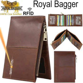 Royal Bagger Novo za Moške Denarnice, Vrečke Moda Kul Anti-RFID Multi-Card Položaj Torbici Priložnostne Moške Kratke Torbica Čisto Zalogi